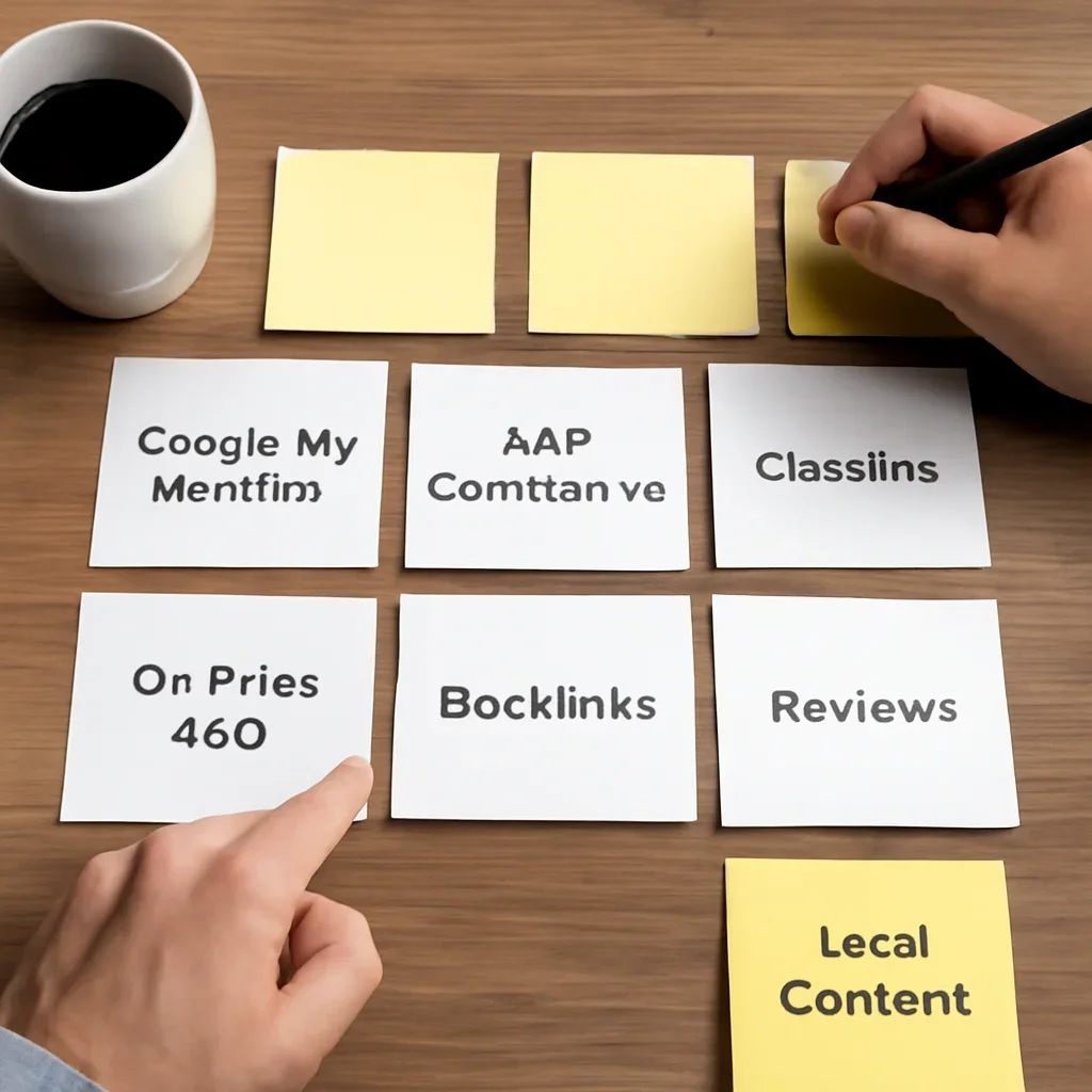 Decision framework used to evaluate local seo priorities for chicago law firms