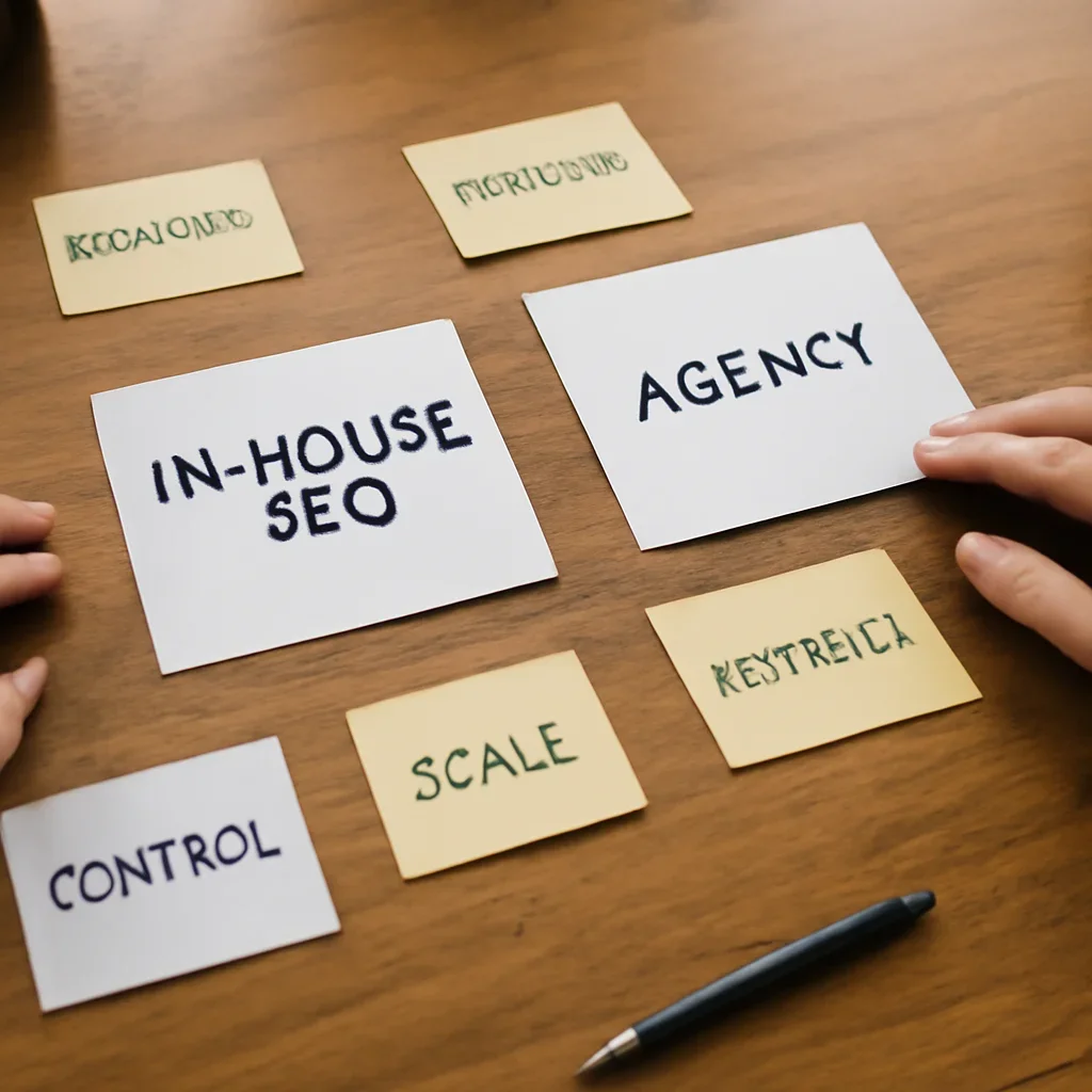 Decision framework used to evaluate in-house seo vs agency