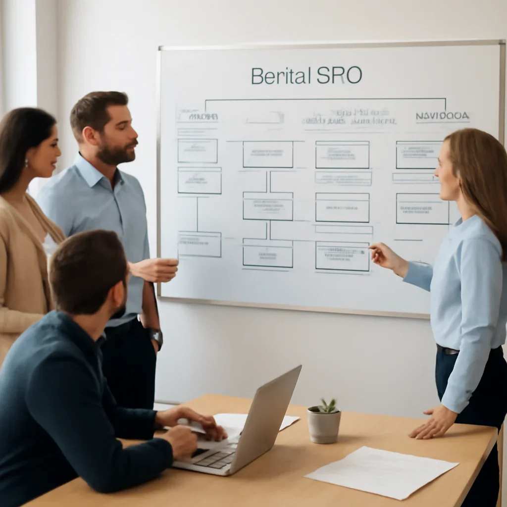 Team reviewing the implementation process for dental seo
