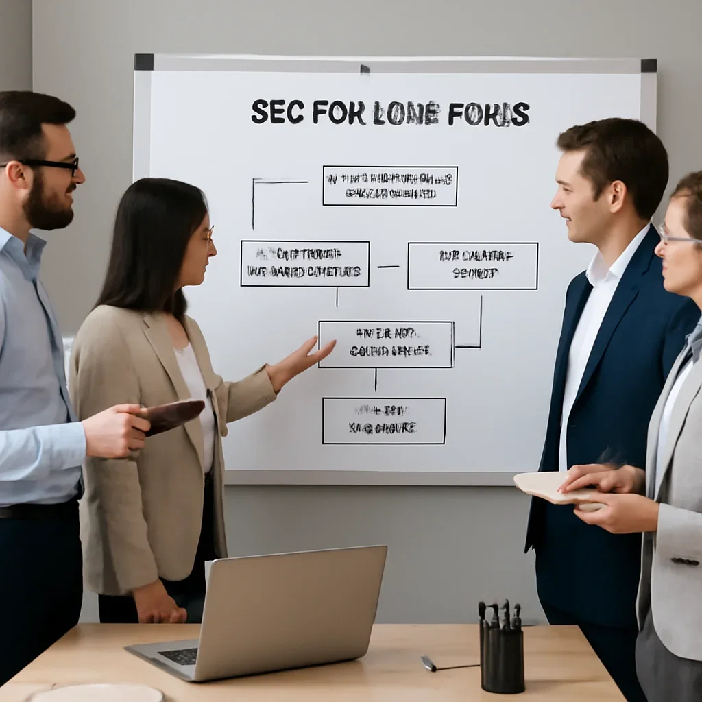 Team reviewing the implementation process for seo for law firms