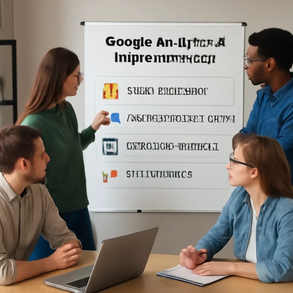 Team reviewing the implementation process for google analytics 4