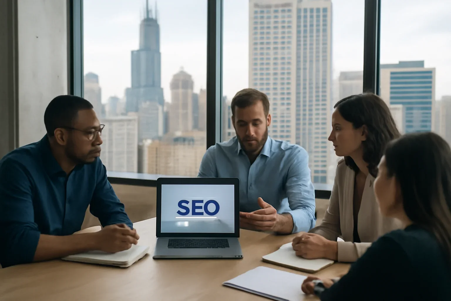 Downtown Chicago SEO planning session for a Chicago business