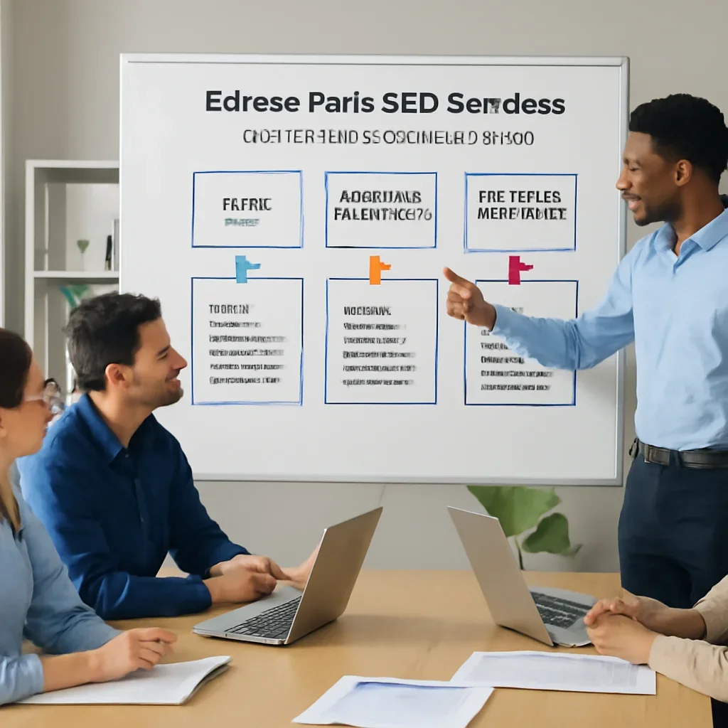 Team reviewing the implementation process for edison park seo services