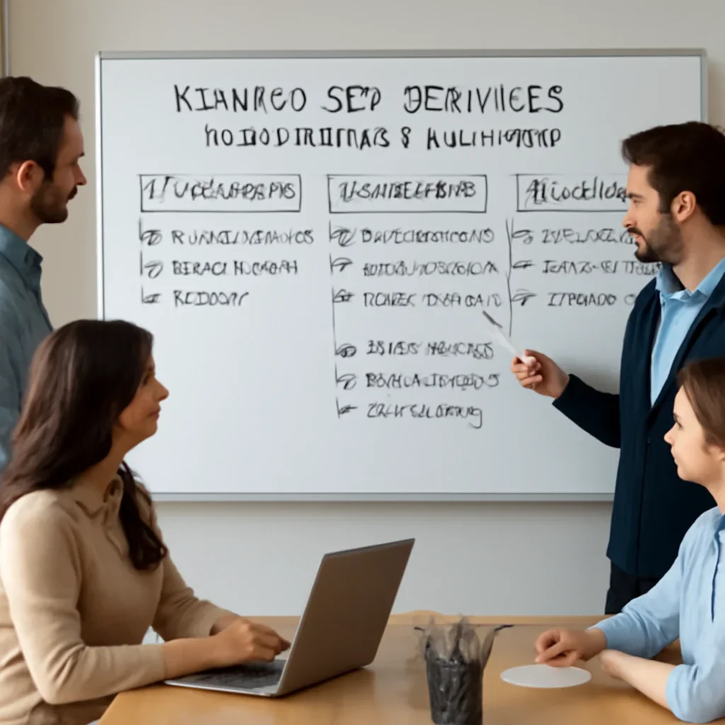 Team reviewing the implementation process for kenwood seo services