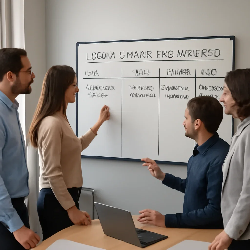 Team reviewing the implementation process for logan square seo services