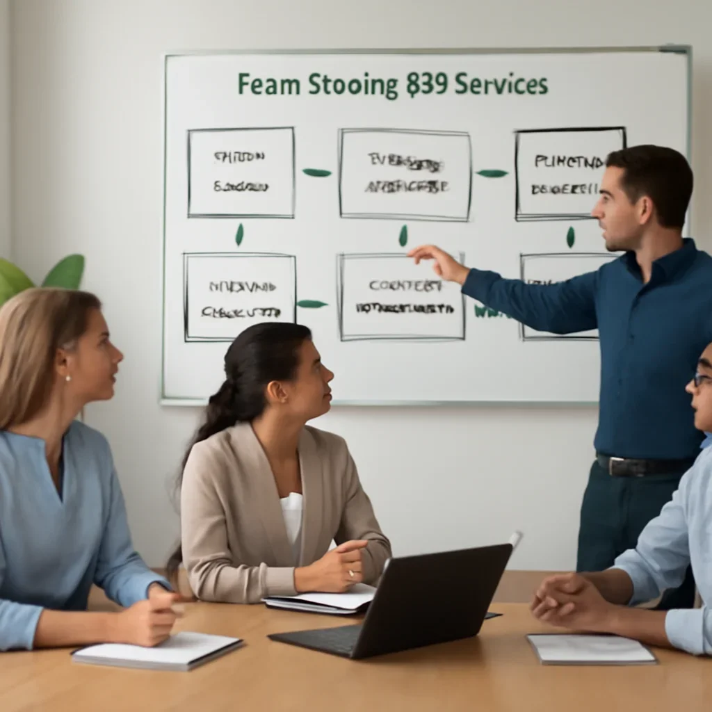 Team reviewing the implementation process for south deering seo services