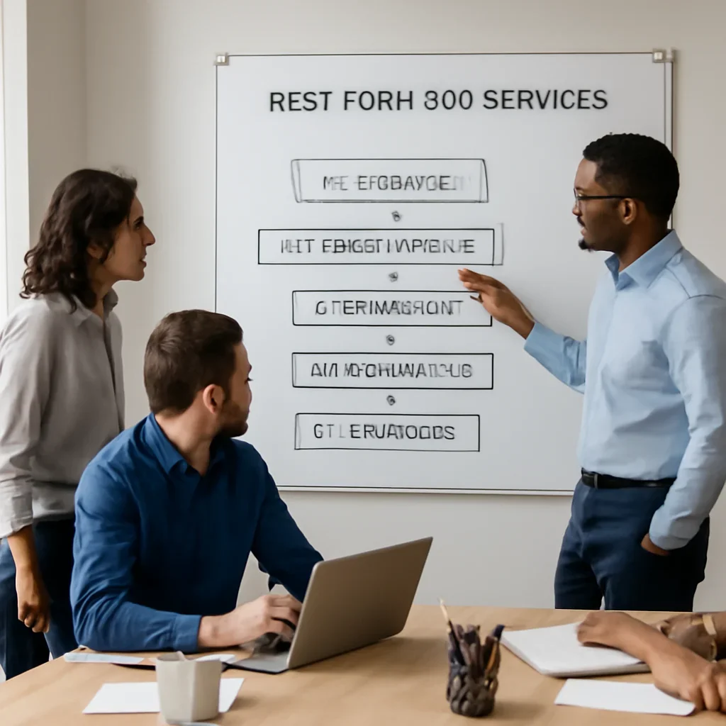 Team reviewing the implementation process for west town seo services