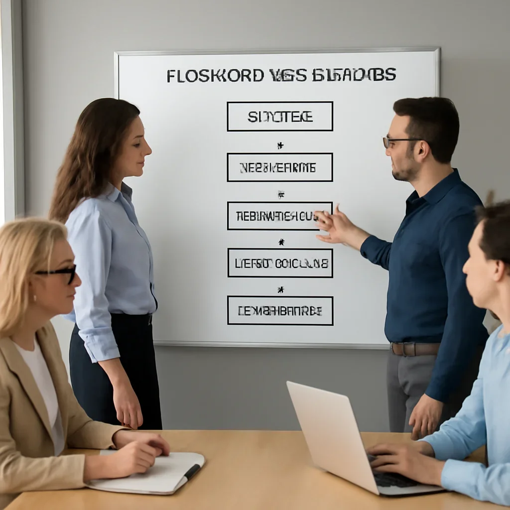 Team reviewing the implementation process for flossmoor seo services