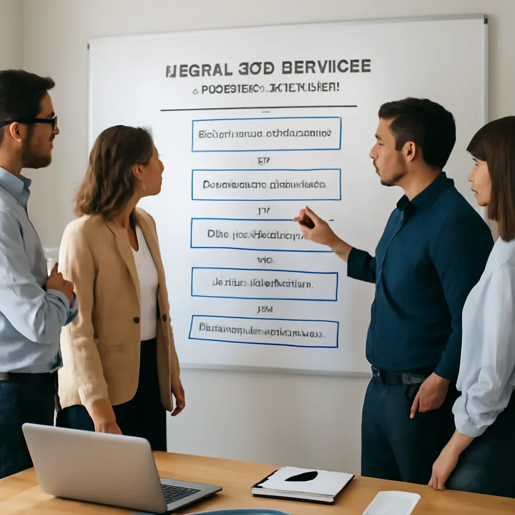 Team reviewing the implementation process for geneva seo services
