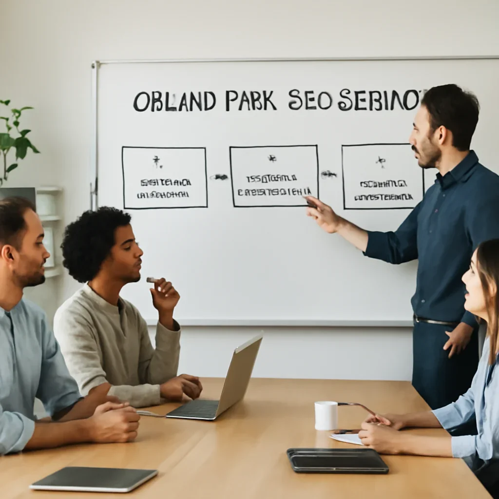 Team reviewing the implementation process for orland park seo services