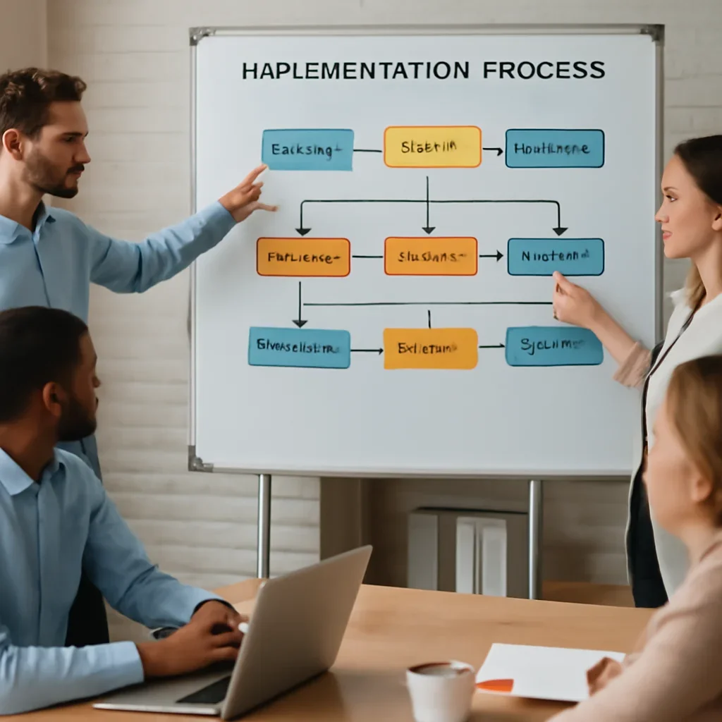 Team reviewing the implementation process for south holland seo services