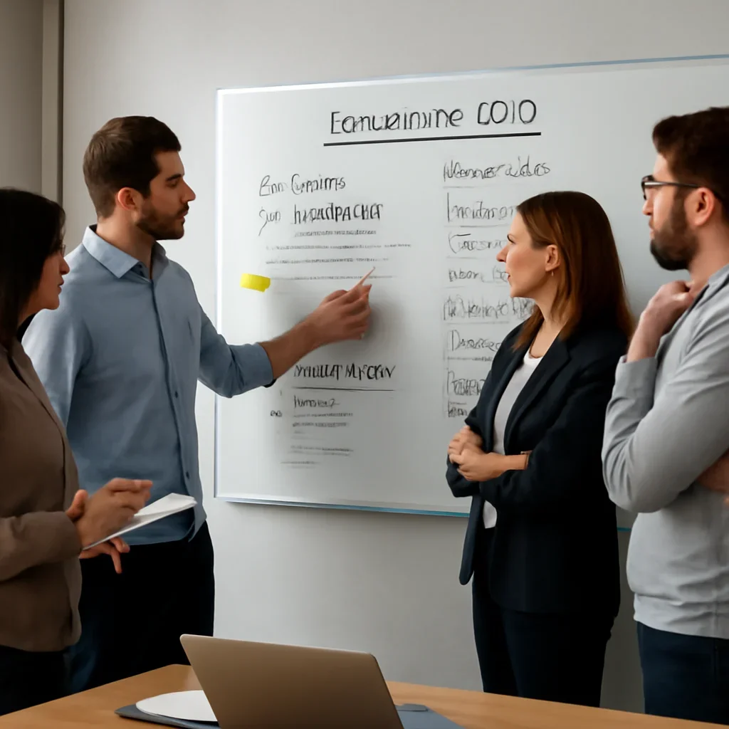 Team reviewing the implementation process for ecommerce seo