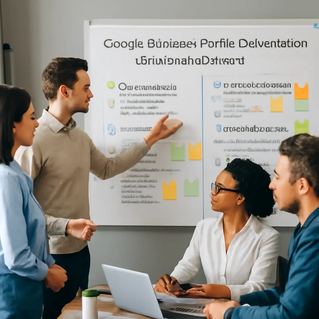 Team reviewing the implementation process for google business profile optimization
