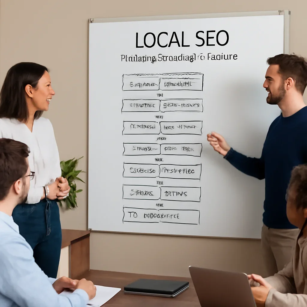 Team reviewing the implementation process for local seo services
