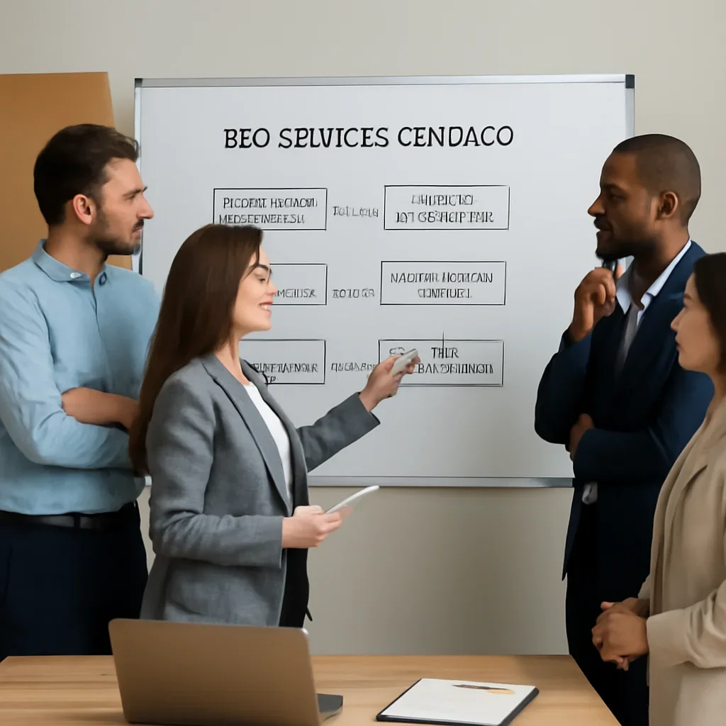 Team reviewing the implementation process for seo services chicago